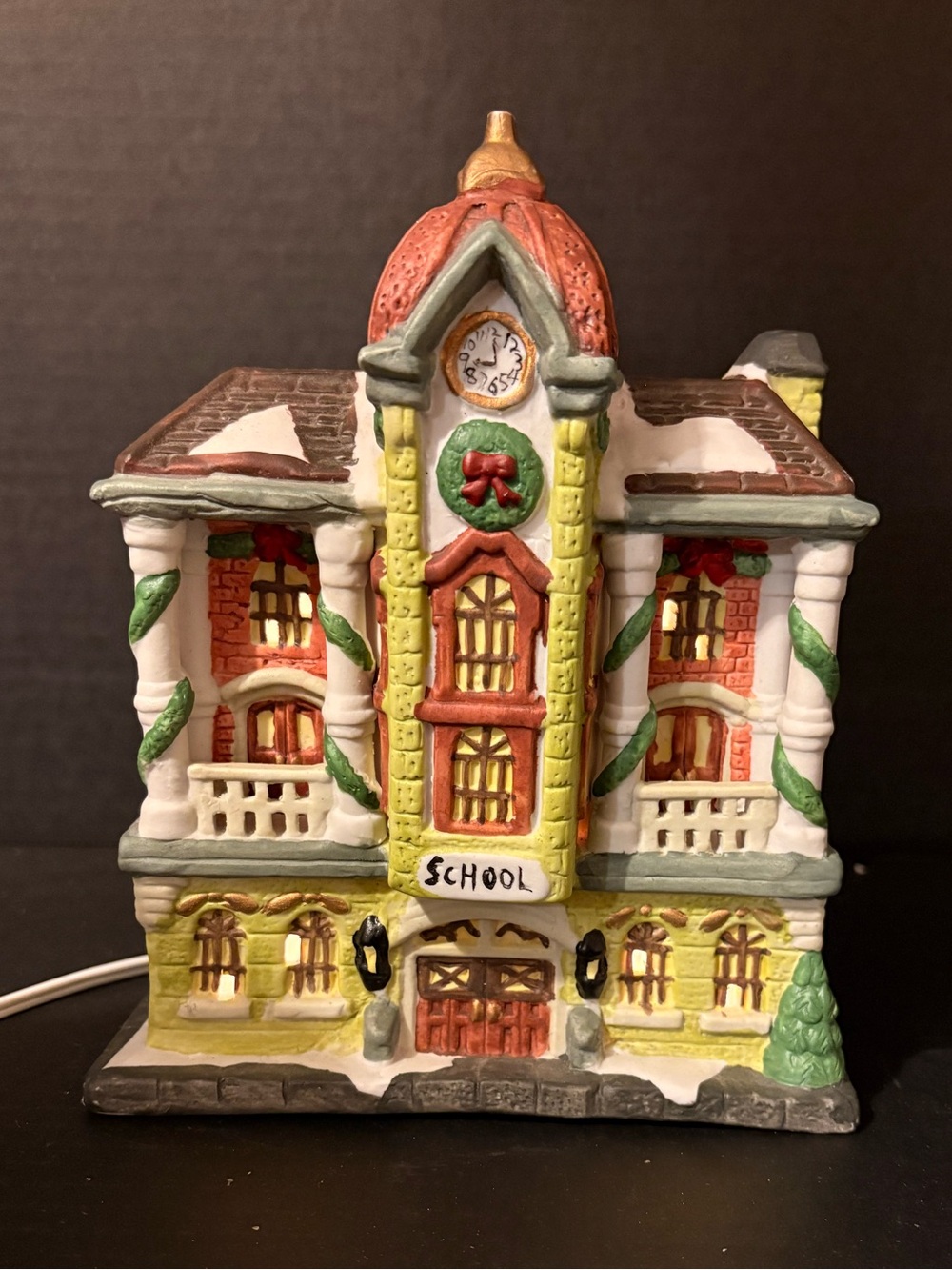 Vintage Ceramic Christmas Village School Building